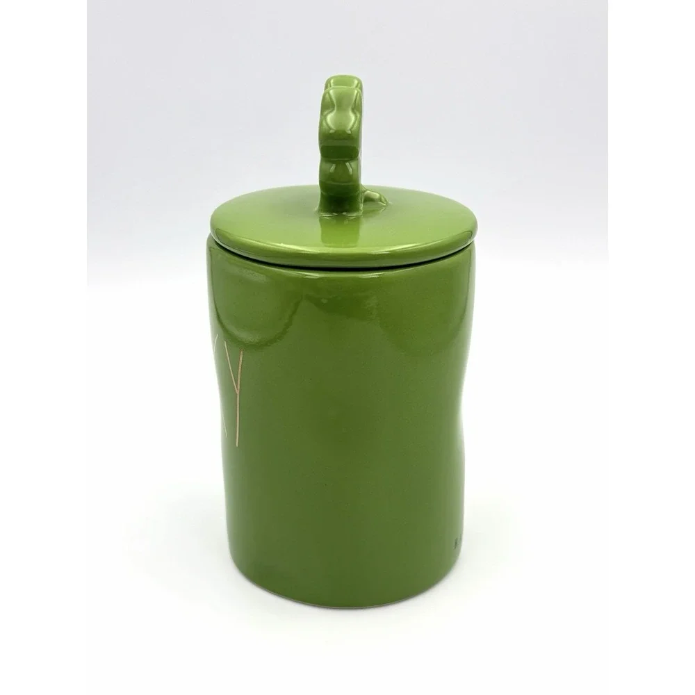 Rae Dunn Magenta Lucky Golden Amber Ceramic Jar Candle Clover Lid Green New